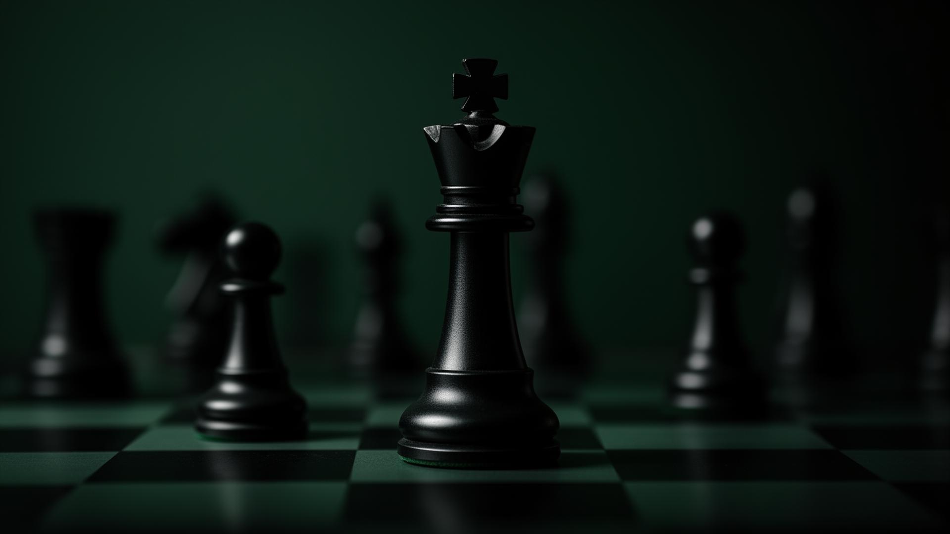 Chess pieces on a board